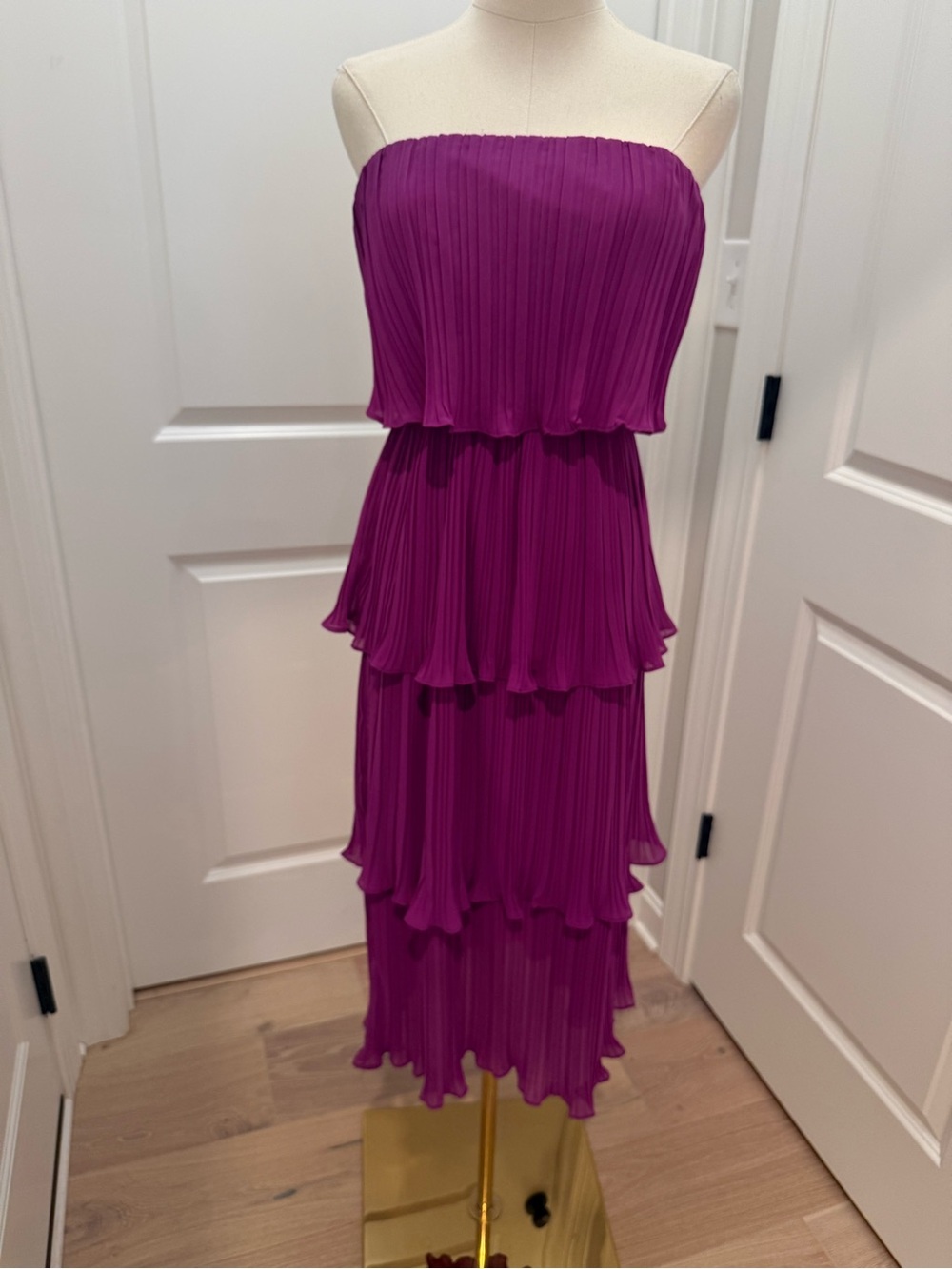 She + Sky Strapless Layered Pleated Maxi Dress